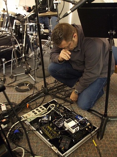 Mark ponders his bass effects rig